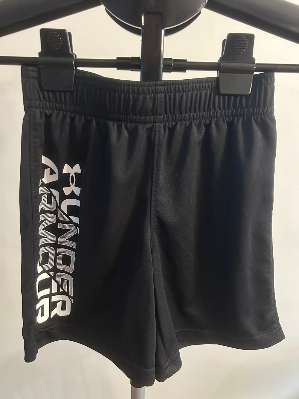 Under Armour Black Shorts with White Side Logo - Kids